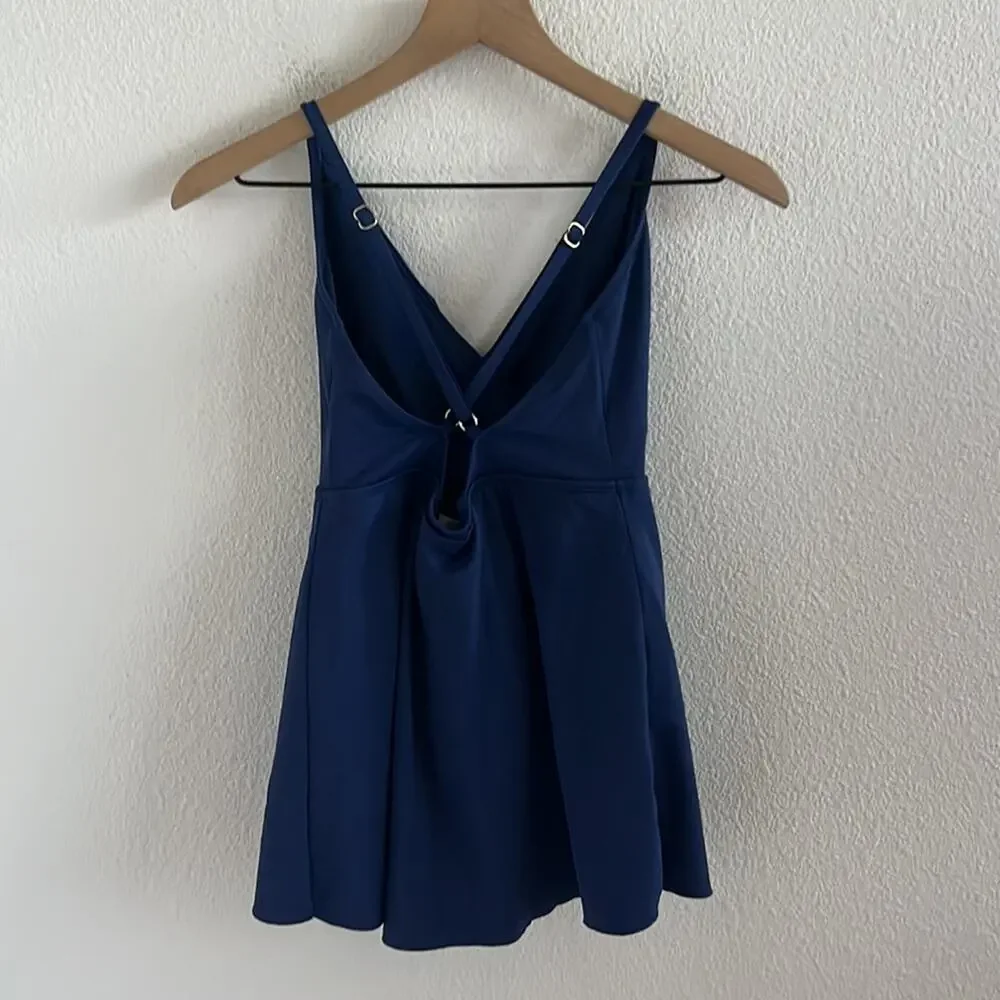 Wowease Navy Blue One Piece Swimsuit Dress Style Magnetic Closure Easy Wear 6